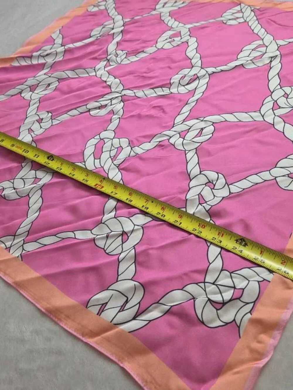 New Anthropologie Celandine pink nautical rope knot design 27x27 scarf